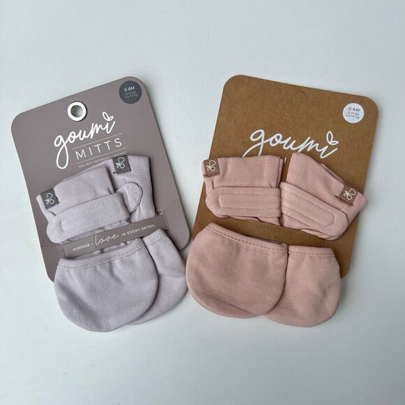 NWT Goumi Kids Baby Mitts Set Calm Lilac Rose SZ 3-6 mo Bamboo Organic Pink - Picture 1 of 2